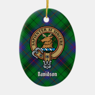Ornamento De Cerâmica Clan Davidson Crest sobre Tartan
