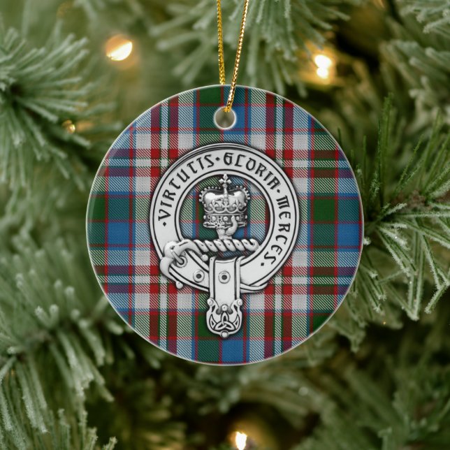 Ornamento De Cerâmica Clan Donnachaidh (Robertson) Crest & Dress Tartan (Árvore)