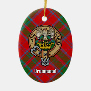 Ornamento De Cerâmica Clan Drummond Crest sobre Tartan