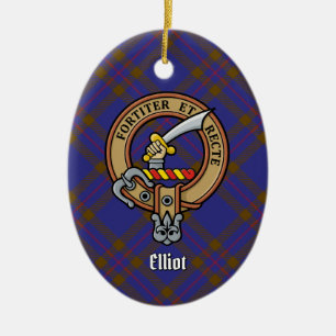 Ornamento De Cerâmica Clan Elliot Crest sobre Tartan Moderno