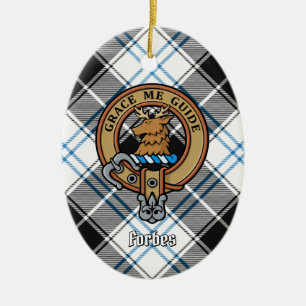 Ornamento De Cerâmica Clan Forbes Crest sobre o vestido Tartan