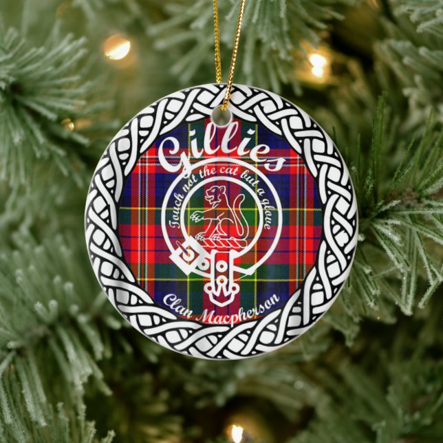 Ornamento De Cerâmica Clan Gillies Tartan e Crest escoceses (Árvore)