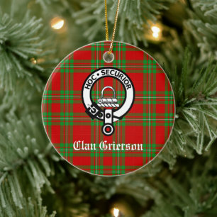 Ornamento De Cerâmica Clan Grierson Crest Crachá e Tartan