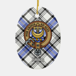 Ornamento De Cerâmica Clan Hannay Crest sobre Tartan