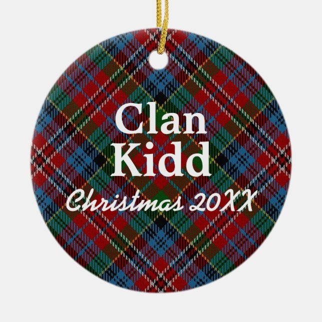 Ornamento De Cerâmica Clan Kidd Scottish Tartan (Frente)