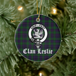 Ornamento De Cerâmica Clan Leslie Crest Crachá e Tartan