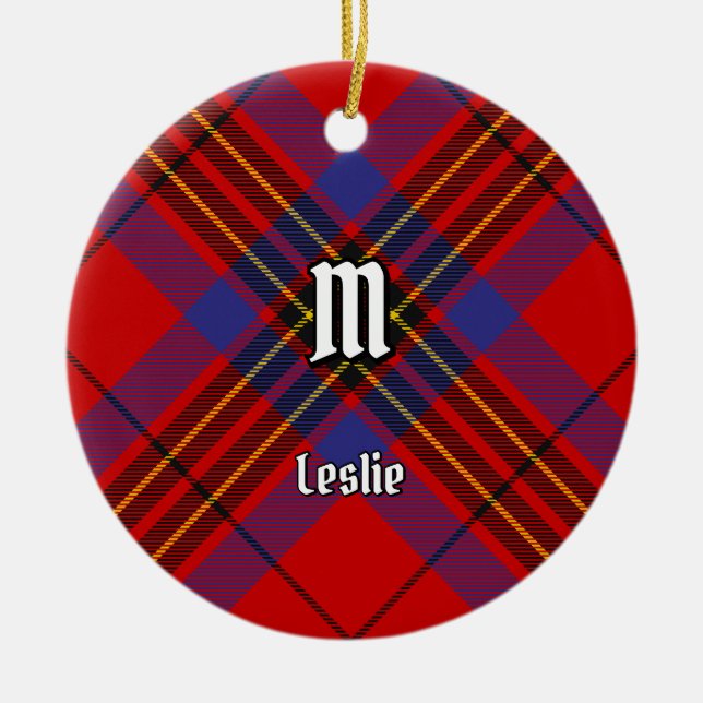 Ornamento De Cerâmica Clan Leslie Red Tartan (Frente)