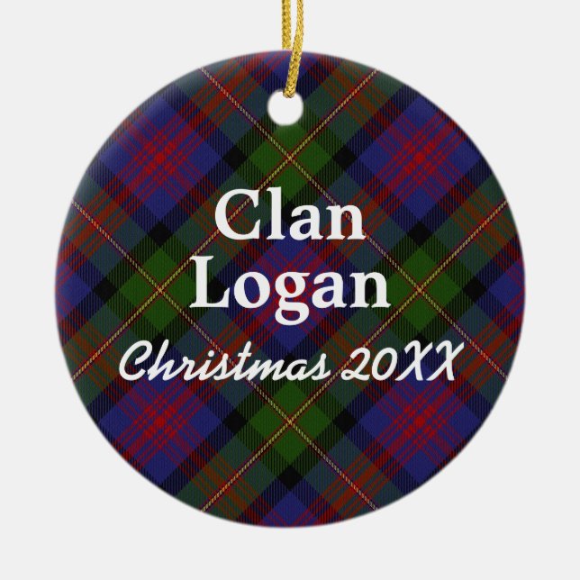 Ornamento De Cerâmica Clan Logan Scottish Tartan (Frente)
