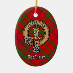 Ornamento De Cerâmica Clan MacAlister Crest sobre Glenbarr Tartan
