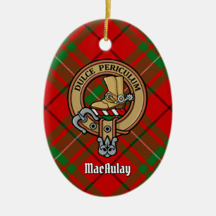 Ornamento De Cerâmica Clan MacAulay Crest sobre Tartan
