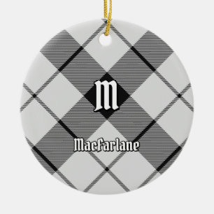 Ornamento De Cerâmica Clan MacFarlane Black and White Tartan