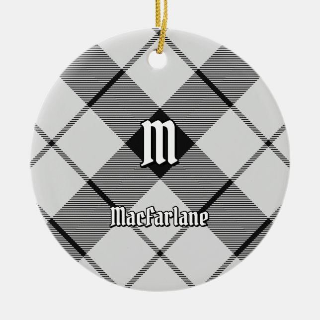 Ornamento De Cerâmica Clan MacFarlane Black and White Tartan (Frente)