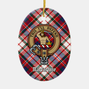 Ornamento De Cerâmica Clan MacFarlane Crest sobre o vestido Tartan