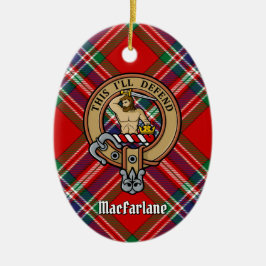 Ornamento De Cerâmica Clan MacFarlane Crest sobre Red Tartan