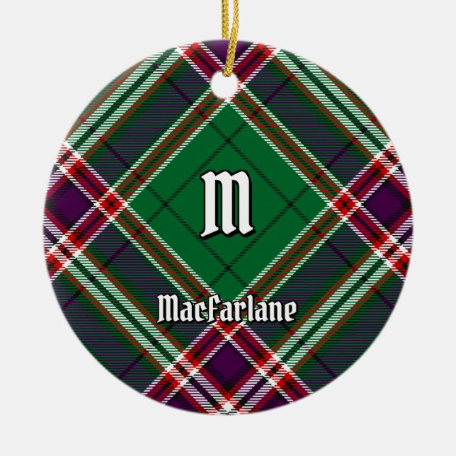 Ornamento De Cerâmica Clan MacFarlane Modern caçando Tartan (Frente)
