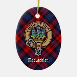 Ornamento De Cerâmica Clan MacLachlan Crest sobre Tartan