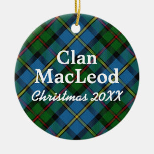 Ornamento De Cerâmica Clan MacLeod Scottish Blue and Green Tartan