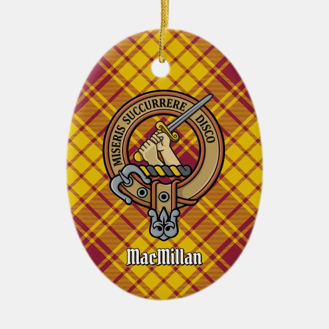 Ornamento De Cerâmica Clan MacMillan Crest over Dress Tartan (Frente)