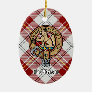 Ornamento De Cerâmica Clan MacPherson Crest sobre Red Dress Tartan