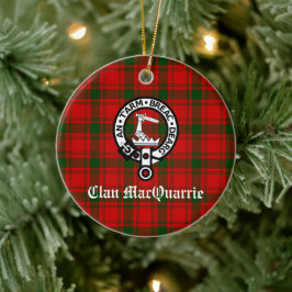 Ornamento De Cerâmica Clan MacQuarrie Tartan e Crest