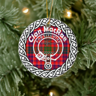 Ornamento De Cerâmica Clan MacRae Tartan e Crest escoceses