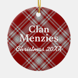 Ornamento De Cerâmica Clan Menzies Scottish Red White Tartan