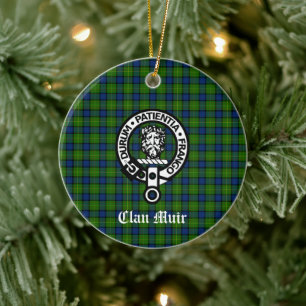 Ornamento De Cerâmica Clan Muir ou Mais Crachá de Crest e Tartan