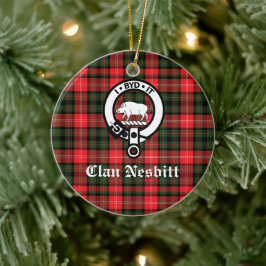 Ornamento De Cerâmica Clan Nesbitt Crest Crachá e Tartan Personalizado