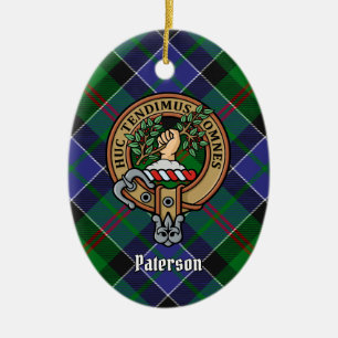 Ornamento De Cerâmica Clan Paterson Crest sobre Tartan