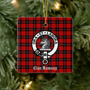 Ornamento De Cerâmica Clan Ramsay Crest Crachá & Tartan Personalizado