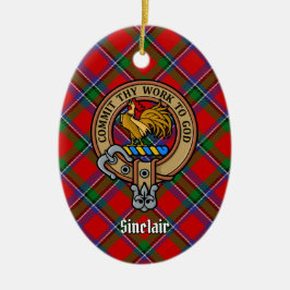 Ornamento De Cerâmica Clan Sinclair Crest sobre Tartan