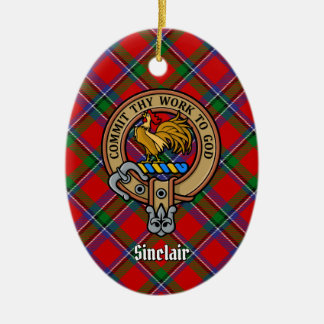 Ornamento De Cerâmica Clan Sinclair Crest sobre Tartan