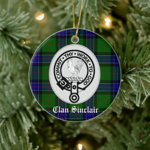Ornamento De Cerâmica Clan Sinclair Crest & Tartan Personalizável