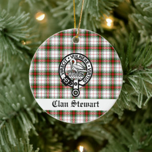 Ornamento De Cerâmica Clan Stewart Crest & Tartan Personalizável