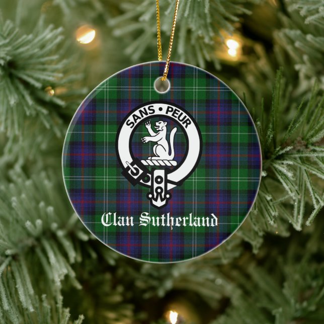 Ornamento De Cerâmica Clan Sutherland Crest & Tartan Personalizável (Árvore)