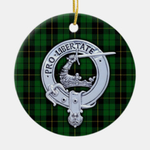 Ornamento De Cerâmica Clan Wallace Crest & Hunting Tartan