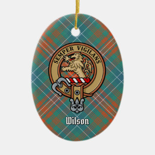 Ornamento De Cerâmica Clan Wilson Crest sobre o Antigo Tartan