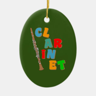 Ornamento De Cerâmica Clarinet Colorida
