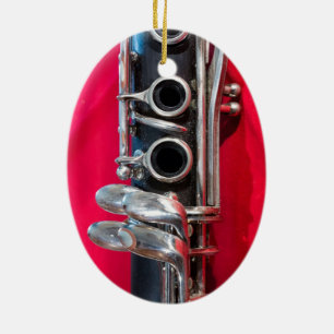 Ornamento De Cerâmica Clarinet em Vermelho