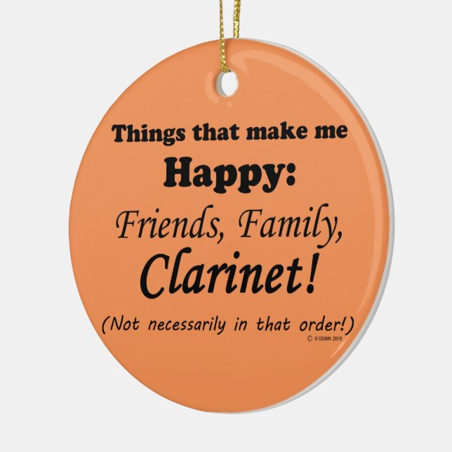 Ornamento De Cerâmica Clarinet Me Torna Feliz (Esquerda)