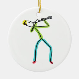 Ornamento De Cerâmica Clarinet Stickman