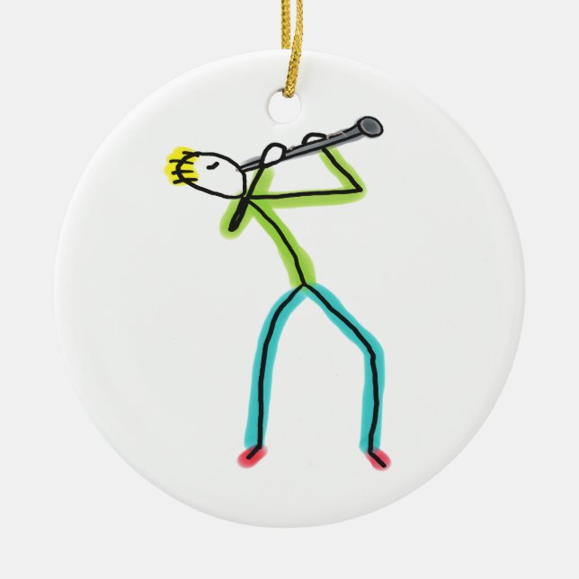 Ornamento De Cerâmica Clarinet Stickman (Frente)