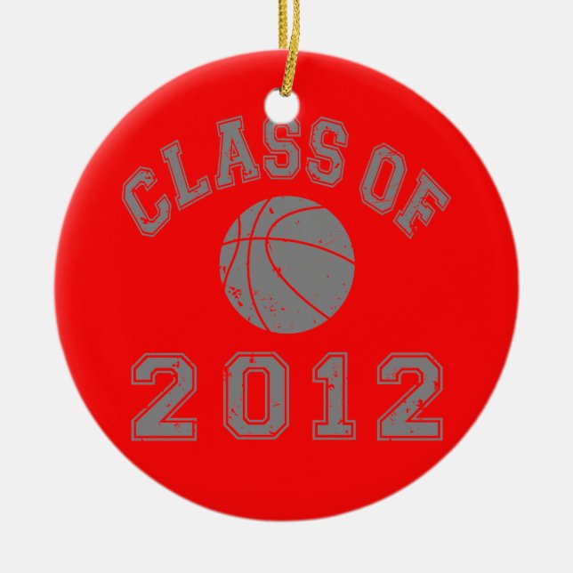 Ornamento De Cerâmica Classe De 2012 De Basquete - Cinza 2 (Frente)