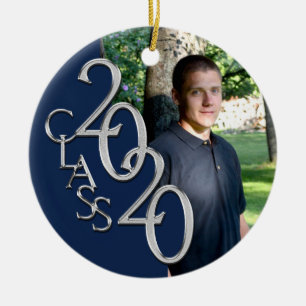 Ornamento De Cerâmica Classe de 2020 Foto de Graduação Keepsasasaem Silv