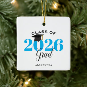 Ornamento De Cerâmica Classe de 2022 Formando Azul Claro Moderno