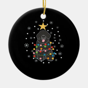 Ornamento De Cerâmica Classe de árvore de Natal do cão Newfie de Terra N