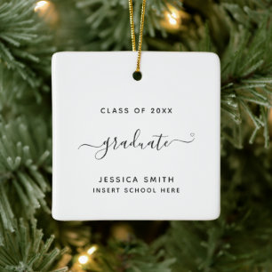 Ornamento De Cerâmica Classe de Caligrafia Personalizada Simples para Gr