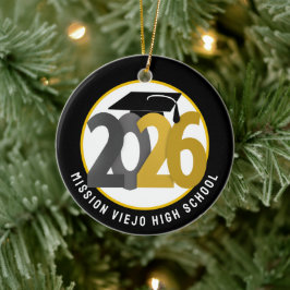 Ornamento De Cerâmica Classe de Cinza Dourada de Graduação de Foto 2026