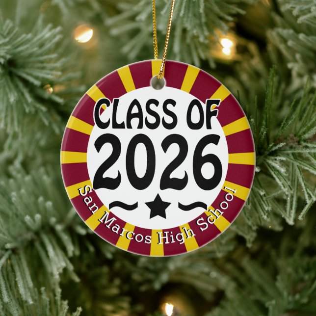 Ornamento De Cerâmica Classe de Cores Escolares de Foto 2026 (Árvore)