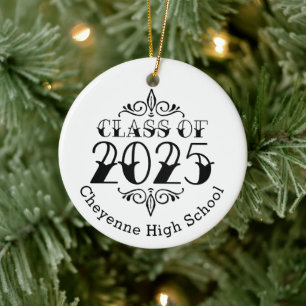 Ornamento De Cerâmica Classe de Graduação Personalizada de Fotos 2025